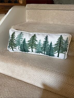 Festive Evergreen Tree Lumbar Pillow - Green
